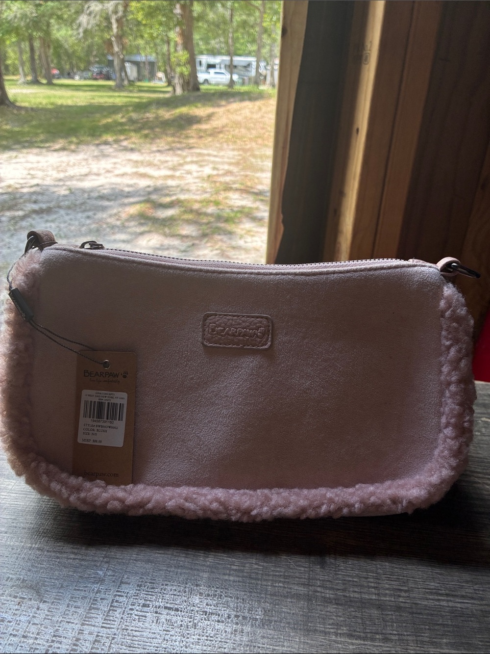 BearPaw Blush Pink Sherpa-Trim Women's Clutch